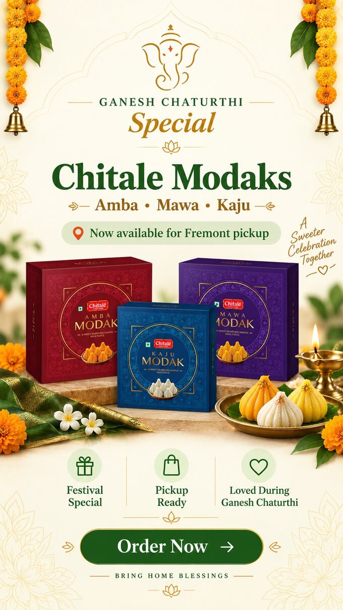 Ganesh Chaturthi special — Chitale Amba, Mawa and Kaju Modaks, available for Fremont pickup